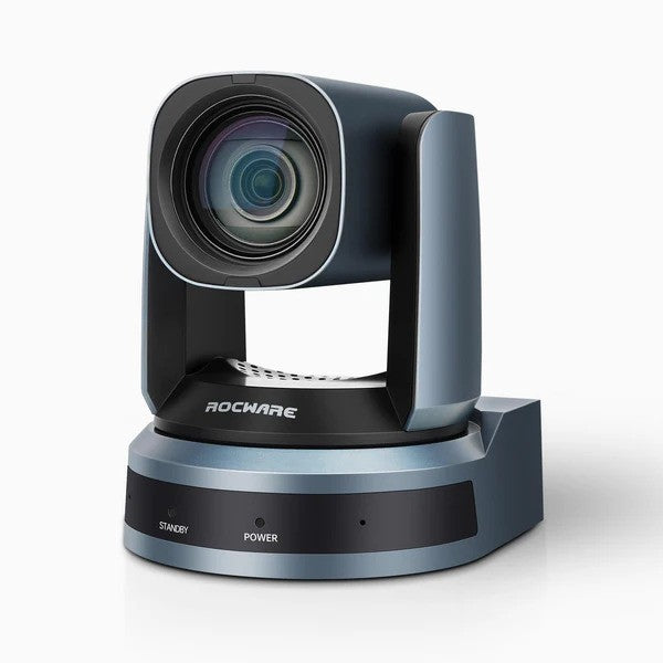 Rocware RC821U Zoom Certified 1080P PTZ camera with 60FPS, featuring adjustable lens and professional-grade video quality.