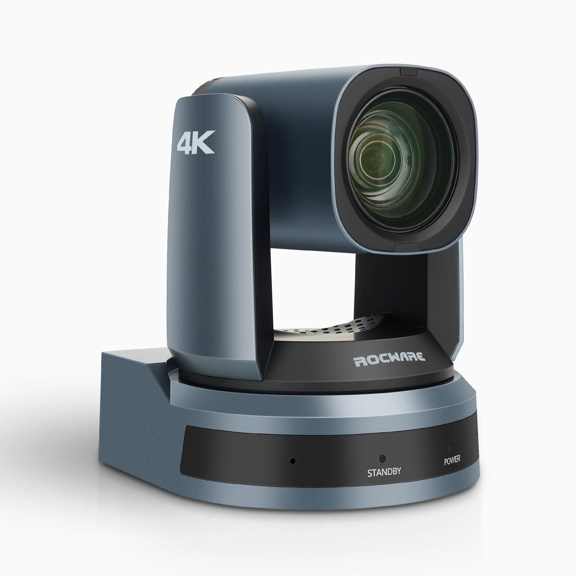 Zoom Certified Rocware RC841U 4K PTZ camera with adjustable lens and tripod mount, ideal for professional video conferencing.