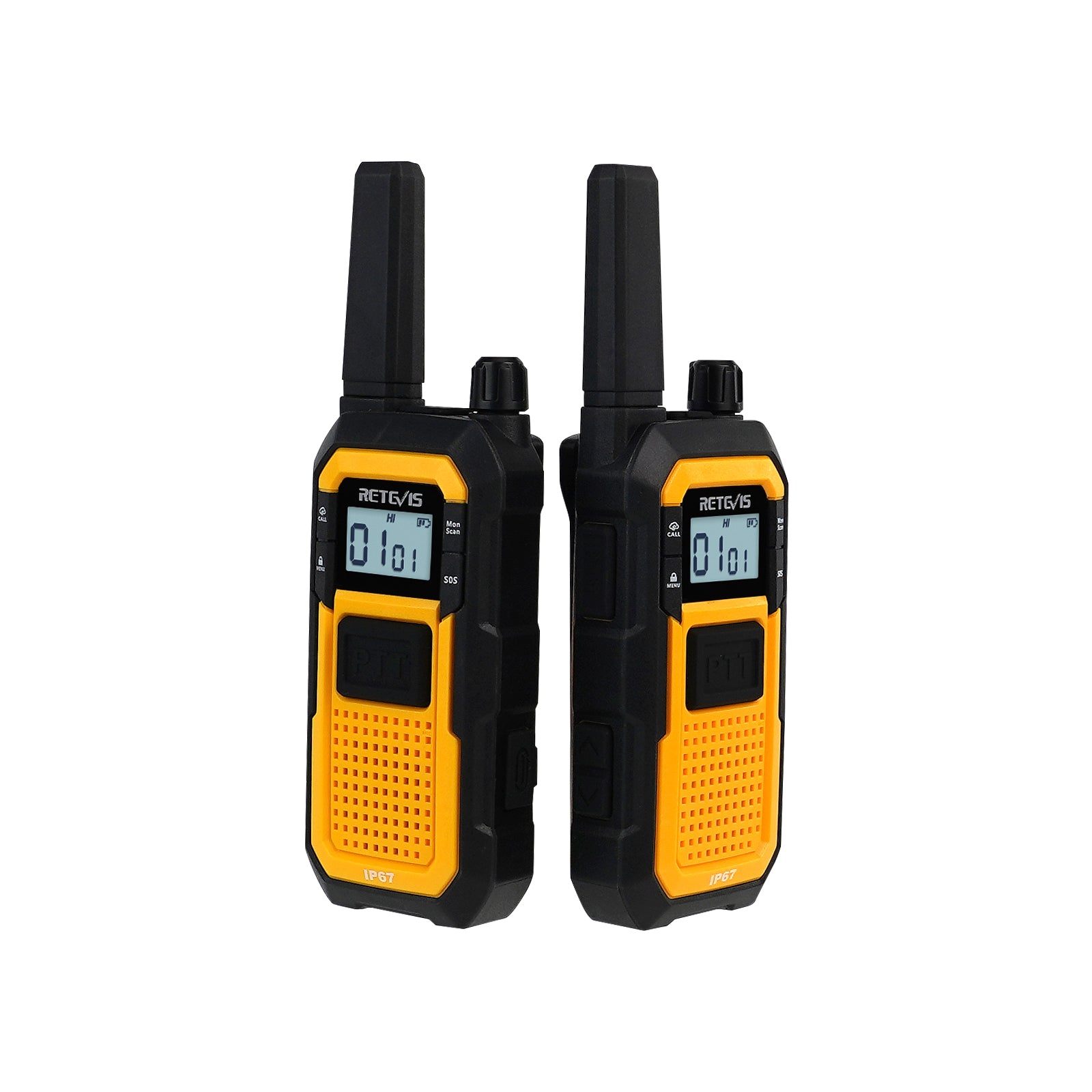 Galaxy Security Shock Resistant GMRS radio with long range, rechargeable battery, and heavy-duty design for workplace communication.