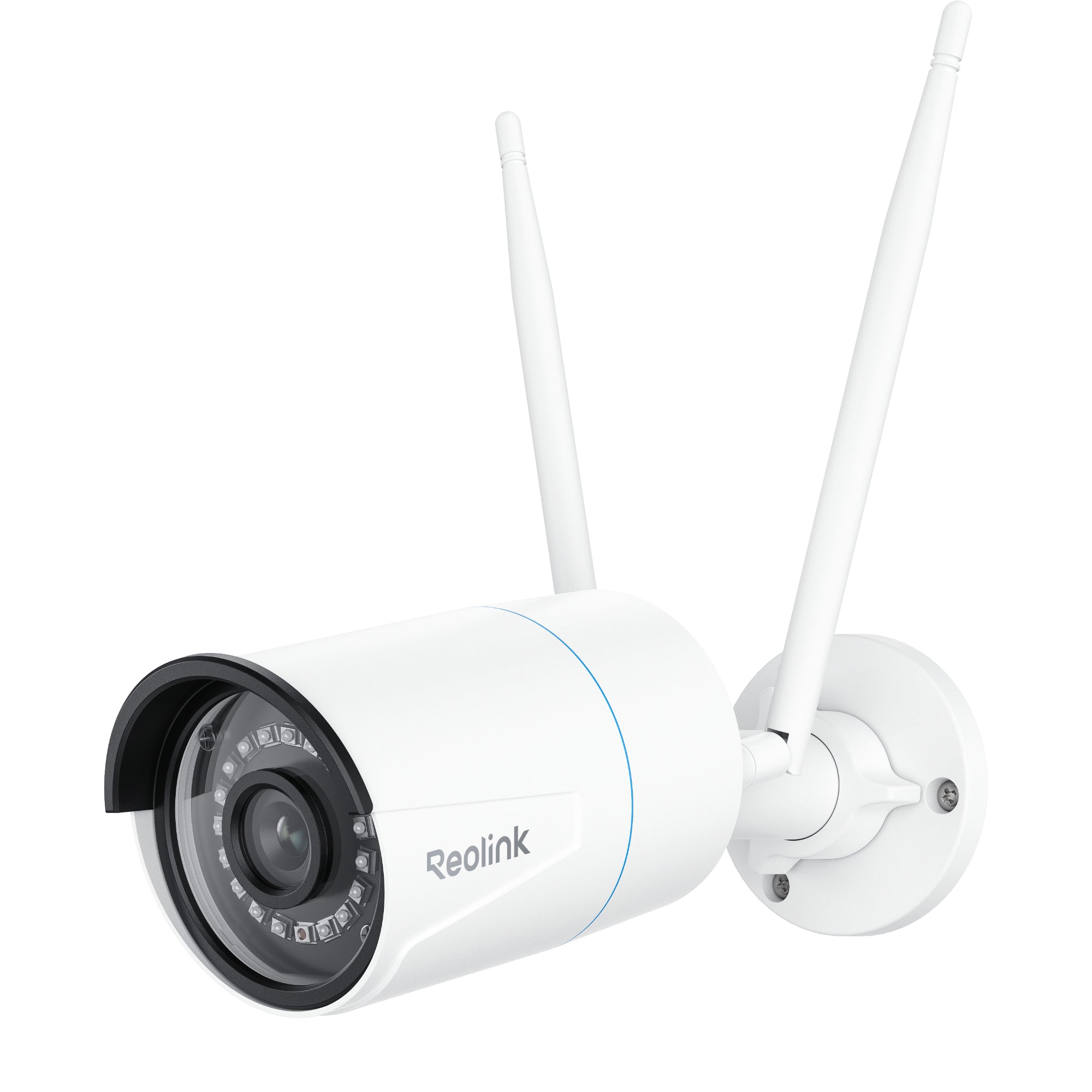 Galaxy Security REOLINK W320 5MP Wi-Fi outdoor security camera mounted outdoors with a weatherproof design and lens for surveillance.