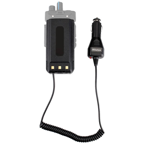 RETEVIS Car Charger Battery Eliminator for Ailunce HD1 DMR Radio, 12V-24V power adapter, shown connected to device