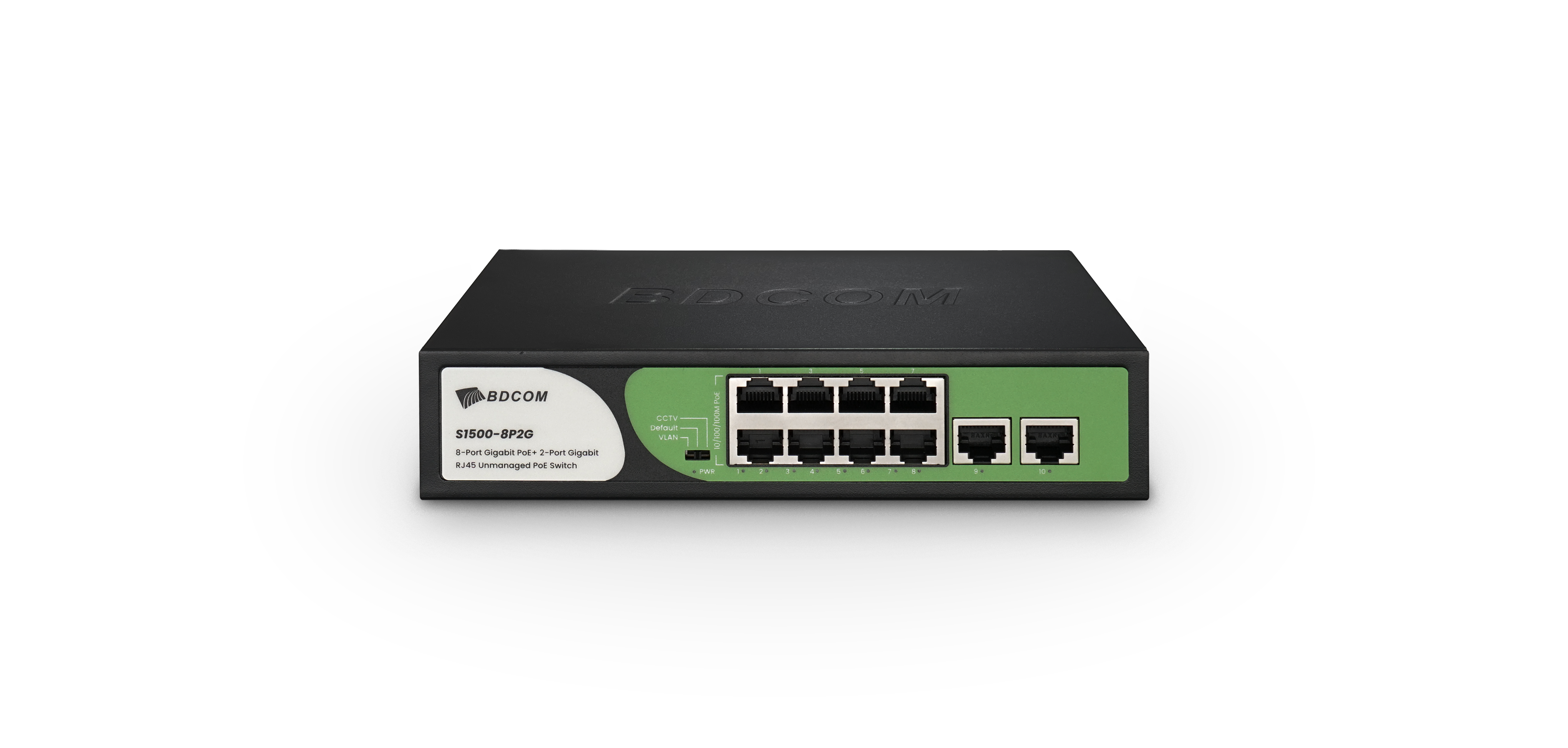 8-port GE PoE + 2-port GE uplink RJ45 Unmanaged PoE Switch; 90W PoE budget