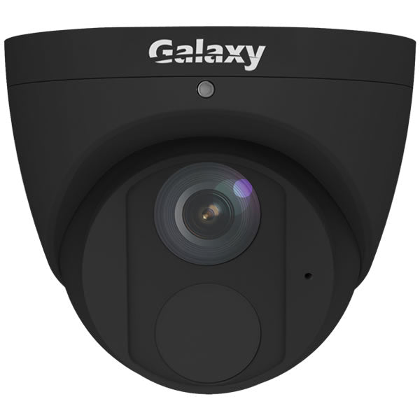 Galaxy Pro 4MP Starlight IR fixed turret IP camera with IR LEDs for night vision, black color, GX724MF-IR28 model.