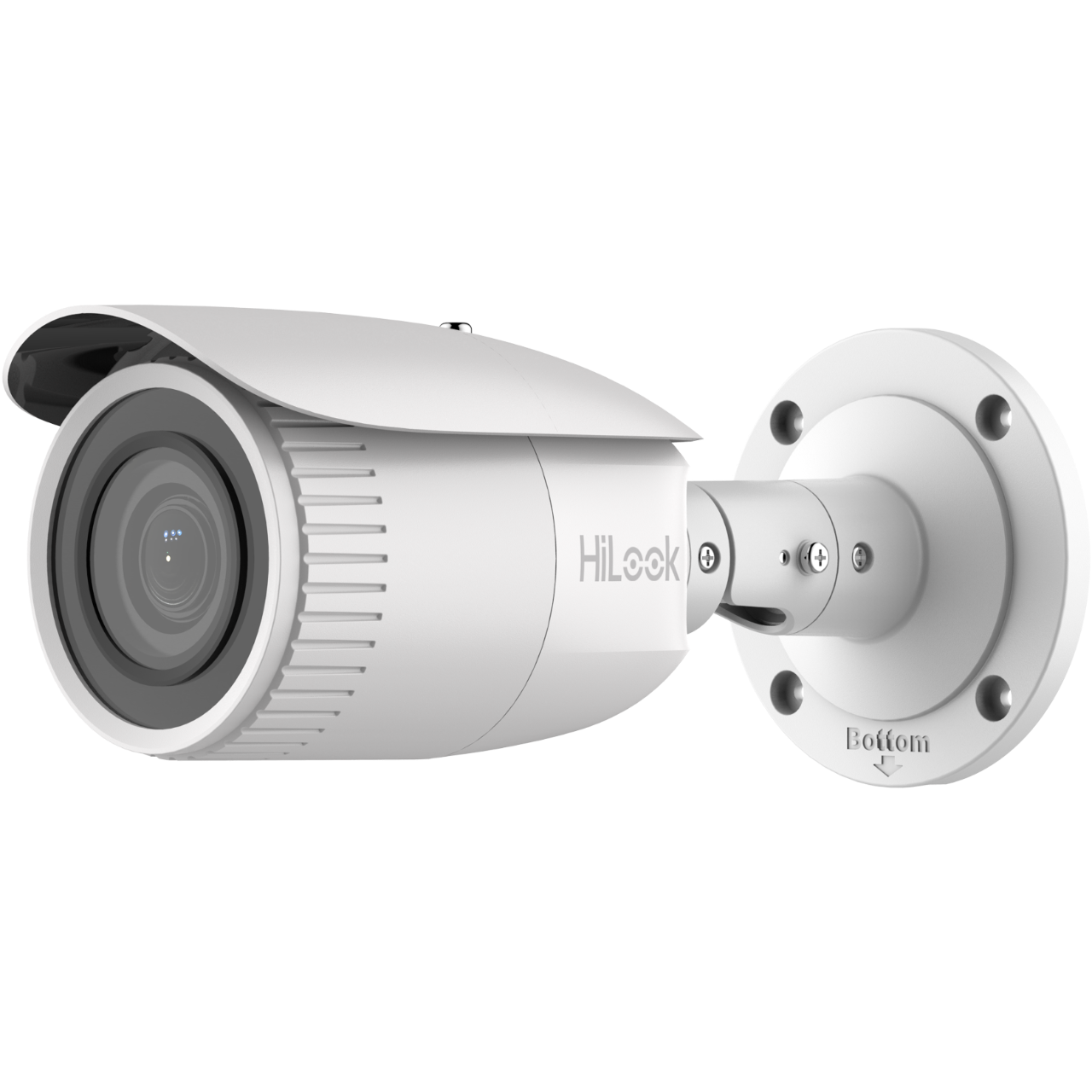 HiLook 4 MP varifocal bullet network camera with 2.8-12mm lens, showing front view of the surveillance camera.