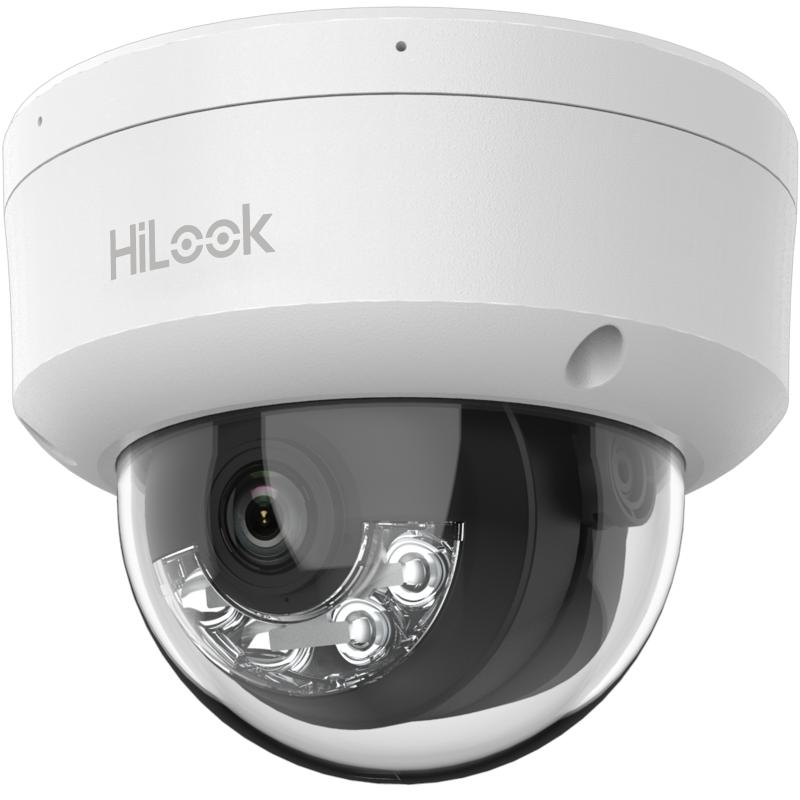 HiLook 4MP IR fixed IP dome camera with 2.8mm lens, featuring infrared night vision and sleek dome design for surveillance.