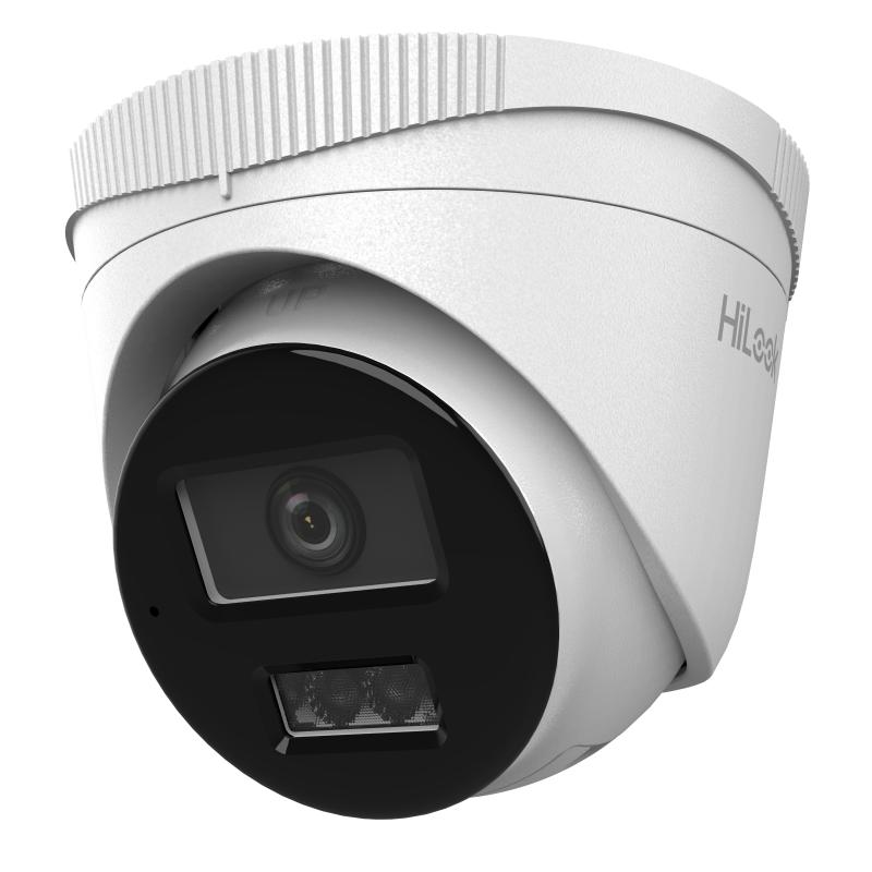 HiLook 8MP dual light AI fixed turret network camera with 2.8mm lens, used for high-resolution surveillance.
