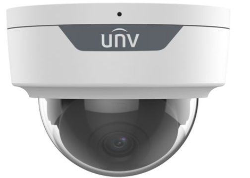 Uniview 5MP HD LightHunter IR fixed dome network camera with infrared illumination and sleek design for surveillance.