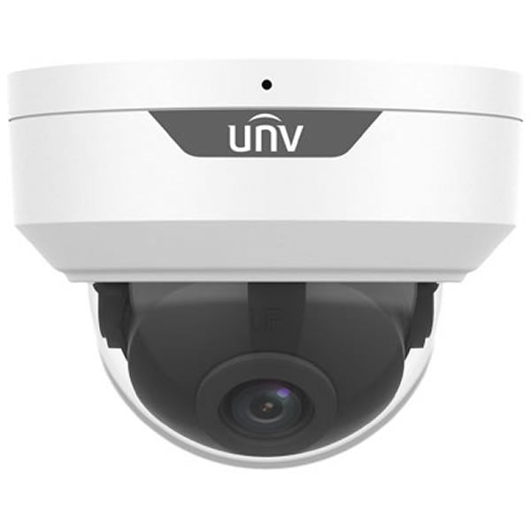 Uniview IPC328SS-ADF28K-I1 8MP IR fixed dome network camera mounted on ceiling, showing lens and IR LEDs for night vision.
