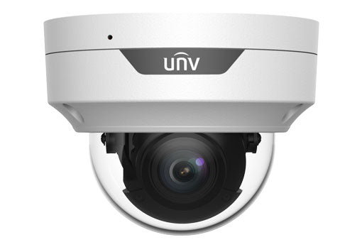Uniview IPC3534SR3-ADZK-G-BK 4MP HD IR VF dome network camera with black housing, featuring infrared LEDs and wide-angle lens.