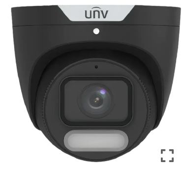 Uniview 4MP ColorHunter fixed eyeball network camera with Wise-ISP technology, black, for high-quality security surveillance.
