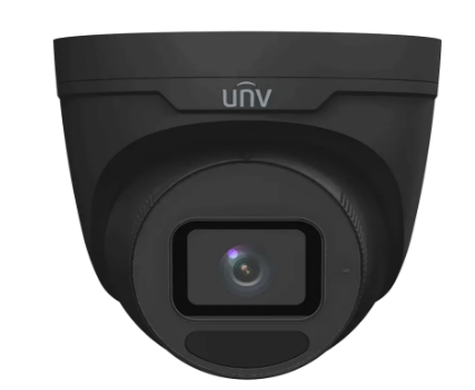 Uniview 8MP fixed IR turret network camera IPC3638SS-ADF28K-I1-BK with black housing and infrared illumination for surveillance.