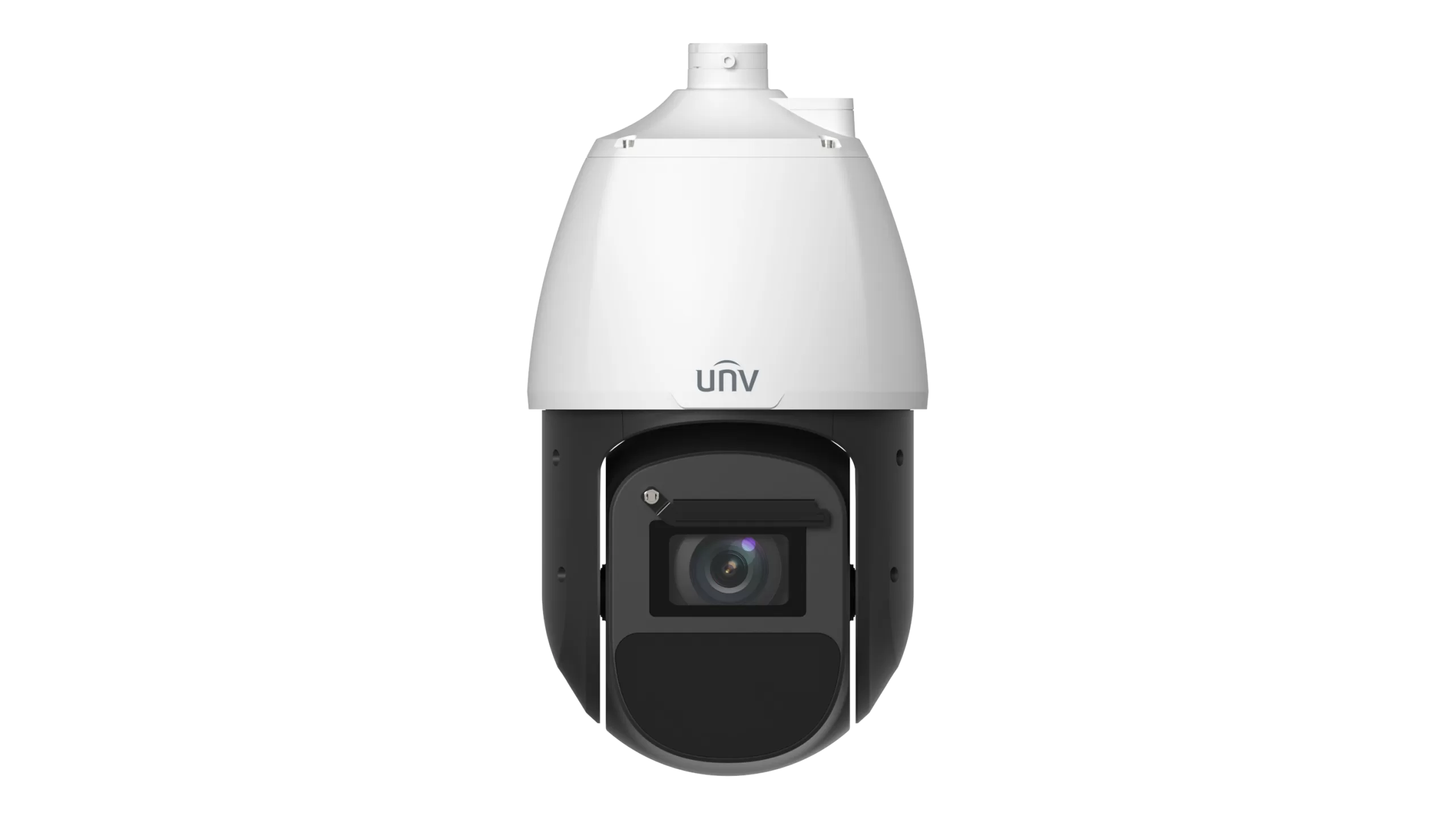 Uniview IPC6824ER-X42-W-VH2 4MP Super Startlight IR Wiper Dome Network Camera with 42X zoom and infrared illumination.