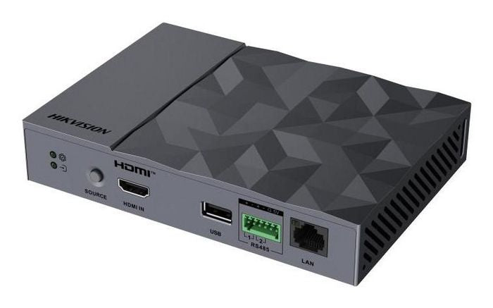 Hikvision LED controller DS-DT30P-01HI01NO used for security system lighting control, with a compact design and connection ports.