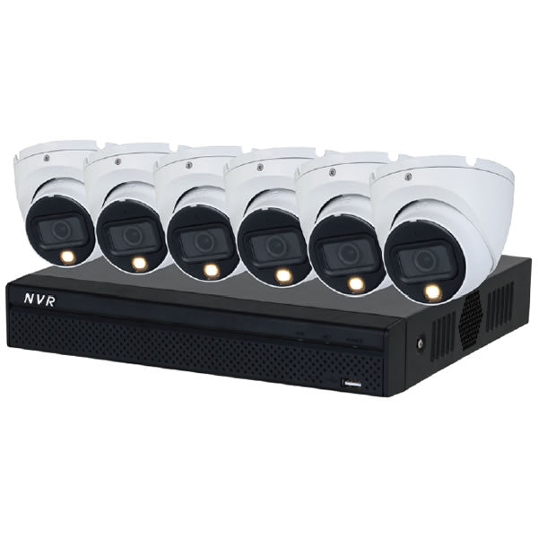 8-channel Hunter security camera kit with six 4MP full-color cameras and 2TB pre-installed HDD for home security.