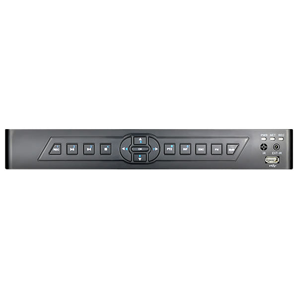 My Store Platinum X Professional 8 Channel HD-TVI DVR with front panel, multiple ports, and control buttons for surveillance.
