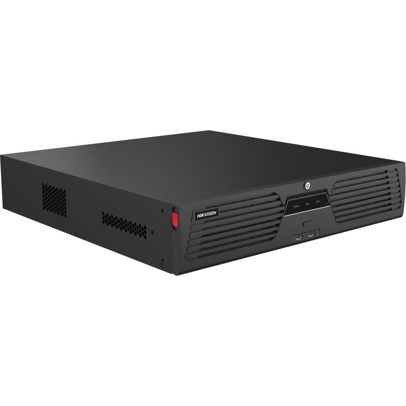 Hikvision DS-9632NXI-I8/V Pro network video recorder with multiple ports and cooling fans, used for security surveillance.
