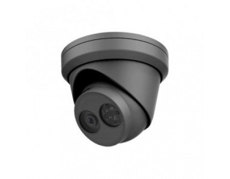 8MP 4K IP turret security camera in black with 2.8mm lens, featuring advanced surveillance capabilities.