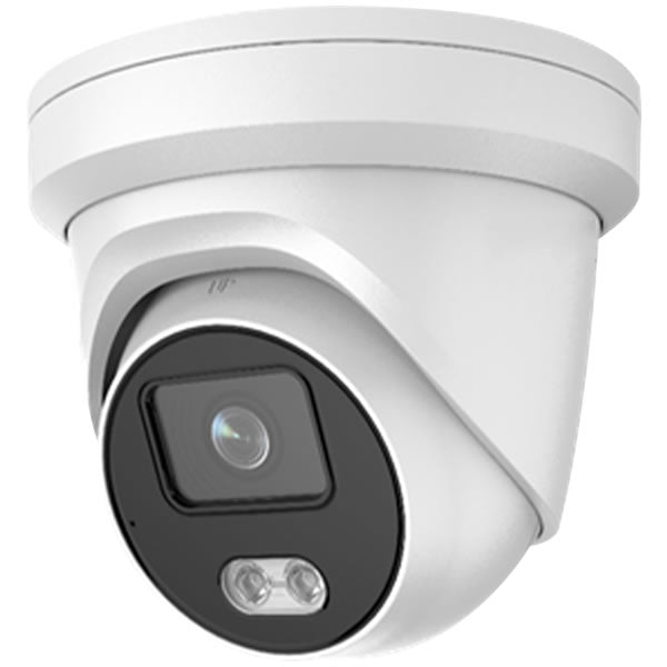 Galaxy Platinum AI 4MP color IP turret camera with white light, fixed lens, and weather-resistant housing for surveillance.