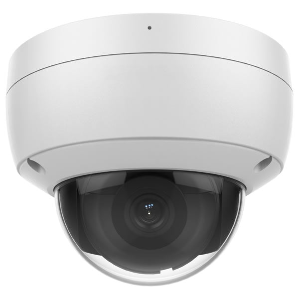 Galaxy Platinum 4MP IR fixed dome IP camera with built-in microphone, featuring night vision and sleek design for security monitoring.