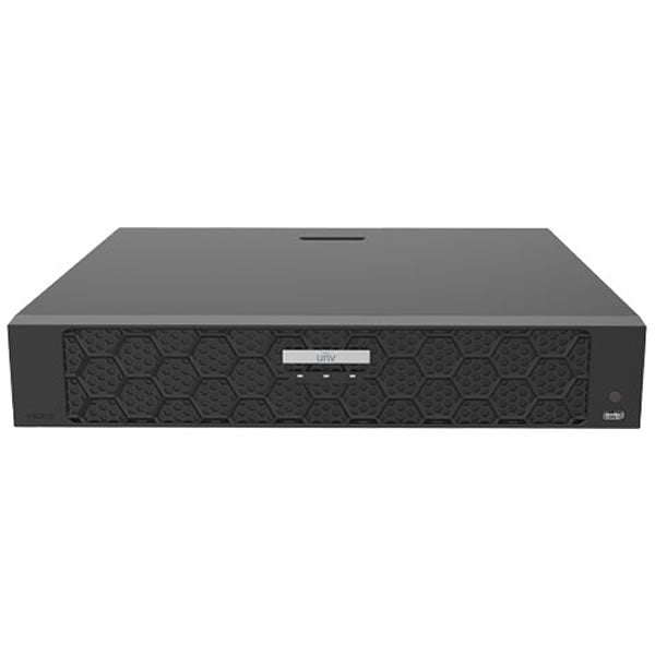 Uniview NVR504-16B-P16 16-channel 16MP network video recorder with 4 SATA ports and 16 PoE ports for security surveillance.