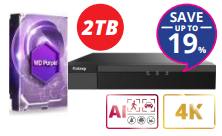 Galaxy Pro 8CH 4K/8MP NVR with 1TB SATA storage, 8 PoE ports, compact 1U mini design for surveillance system setup.