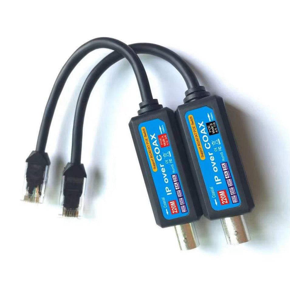 Galaxy Ethernet over Coaxial PoE converter by My Store showing the device with coaxial and Ethernet ports for long-distance data transfer