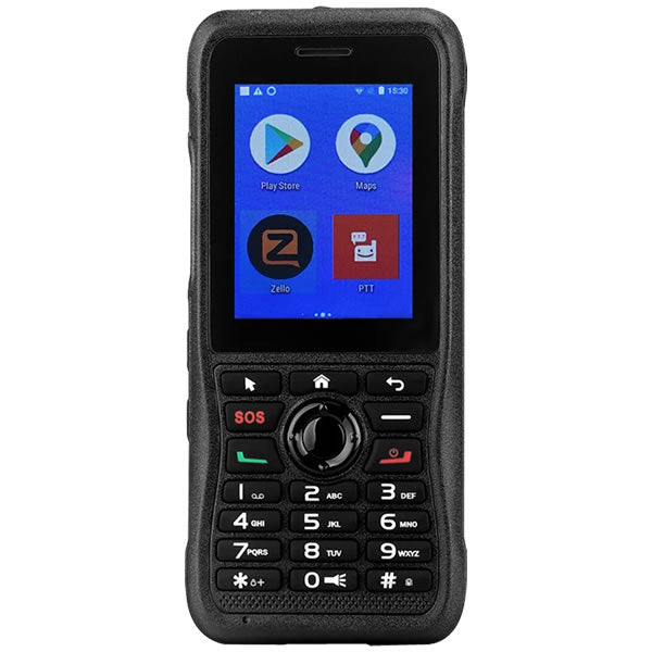 RETEVIS RB21 4G POC WiFi Android 7.1 network radio with PTT and Zello, showcasing the compact device with screen and buttons.