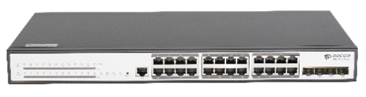 BDCOM 24-Port Gigabit PoE+ 4-Port 10G SFP+ L3-lite Stackable Managed Switch (single AC-220V power supply,  370W PoE budget; with cooling fan; 1U; standard 19-inch rack-mounted installation)