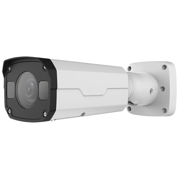 Galaxy Pro White Label 4MP VF Network IR Bullet Camera with infrared night vision and varifocal lens, ideal for surveillance.