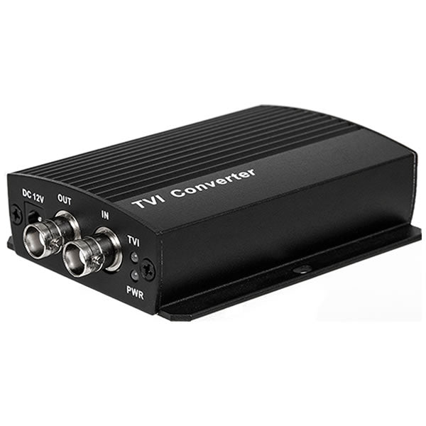 HD-TVI to HDMI converter by My Store, showing a compact device with input and output ports for video signal conversion.