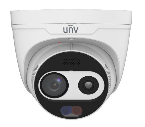 Uniview TIC3612SA-F7-4F6AC-I1 4MP thermal and optical dual-spectrum turret network camera showing its lens and sensor array