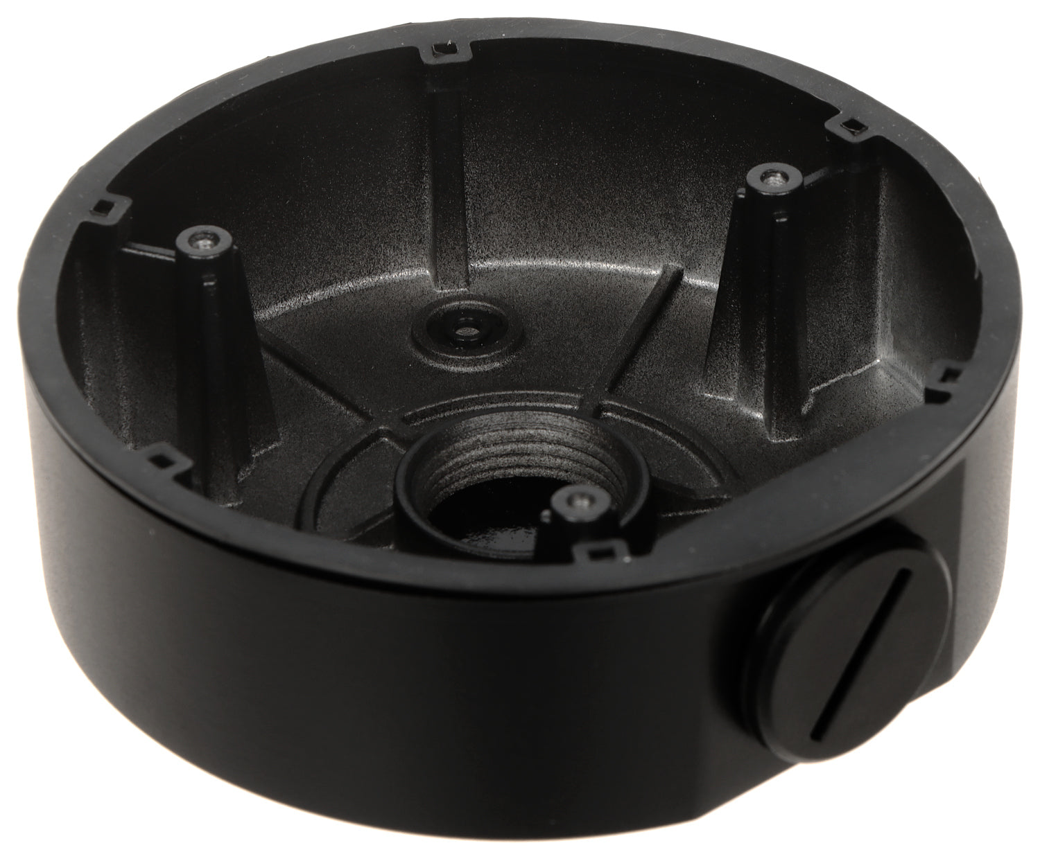 Uniview TR-JB03-I-IN-BK security camera junction box, black, with cable connections, designed for outdoor surveillance systems