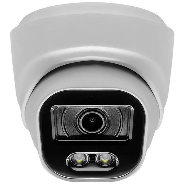 5MP TVI turret security camera with night light feature, providing clear surveillance footage in low light conditions.