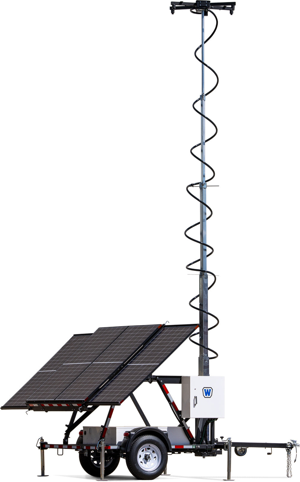 Medium Integrator 1600W solar trailer with durable frame and solar panels, designed for efficient off-grid power solutions.