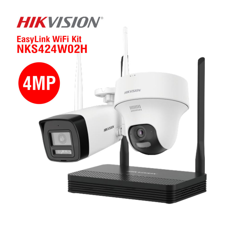 Hikvision 4MP security camera from Galaxy Security kit, showing outdoor IP camera with weatherproof design and mounting bracket