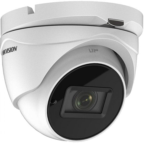 Hikvision 8MP Turbo HD analog camera DS-2CE79U7T-AIT3ZF with 2.7-13.5mm lens, mounted for surveillance.