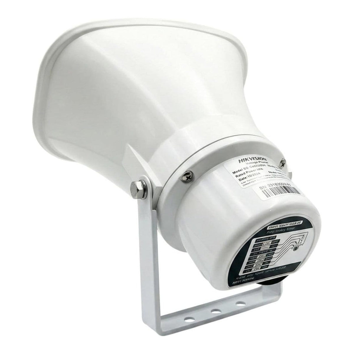 Hikvision DS-QAE0330G1T-V audio device connected to networking accessories, used for security system audio monitoring.