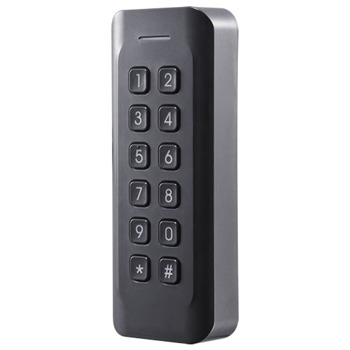 Economy Mifare card reader with keypad, featuring compact design and user-friendly interface for secure access control.