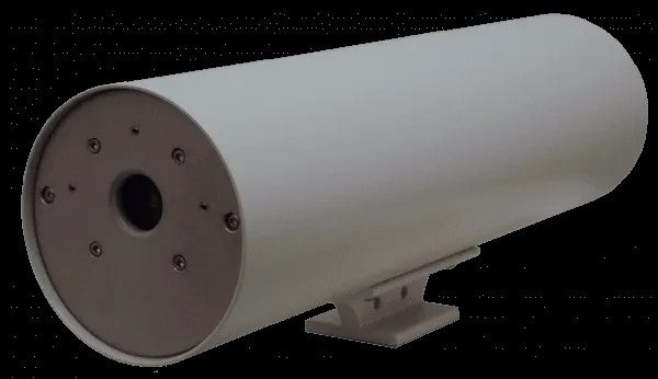 Thermal IP network camera GX-FV-3543-4 with sleek black design, mounted on wall for security surveillance.