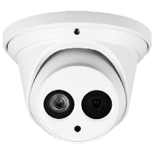 6MP IR mini eyeball network camera with 3.6mm lens, black security camera for surveillance and monitoring.