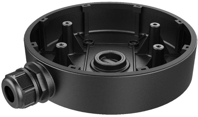 Black Hikvision DS-1280ZJ-DM55 mounting bracket for dome cameras, designed for secure installation and stable mounting.