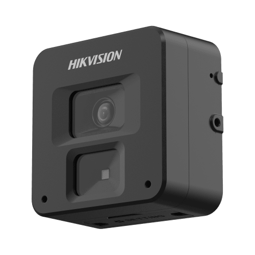 Hikvision 5MP Cube IP Camera DS-2CD6B55G0-PL/T1 4mm lens mounted for security surveillance in industrial setting