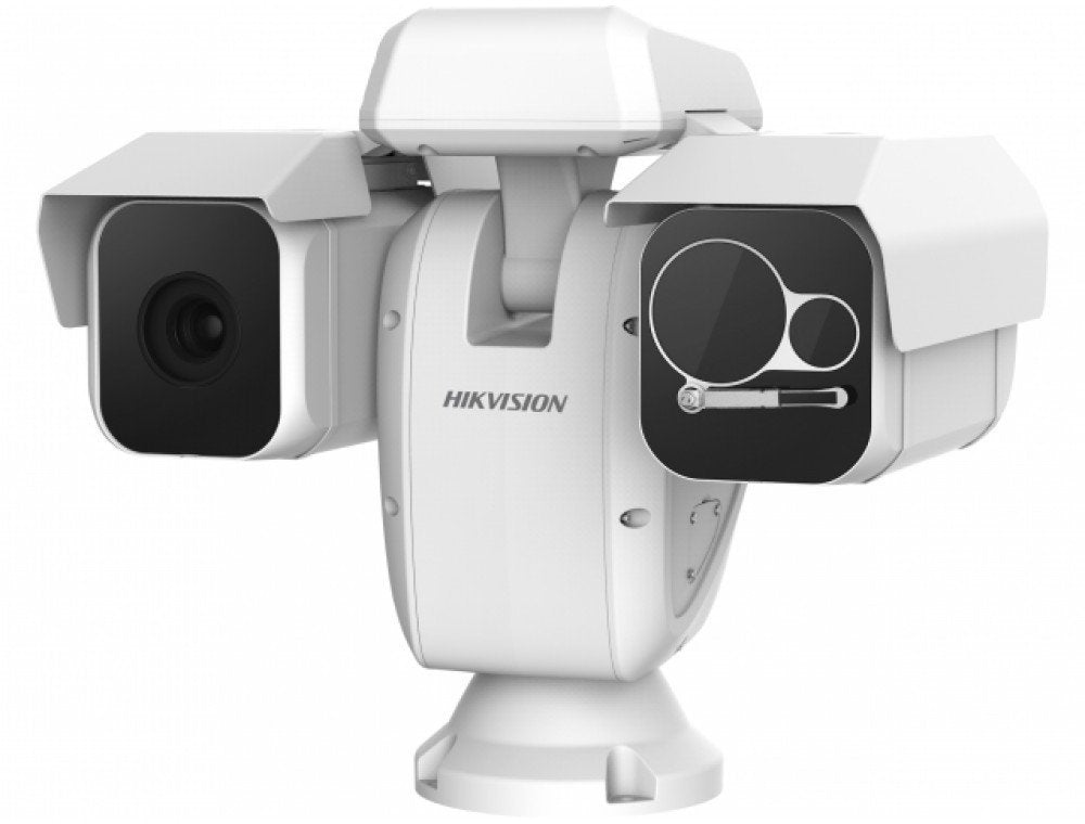 Hikvision 4MP thermal IP camera DS-2TD6267T-50H4L/W with optical PTZ lens, thermal imaging for security surveillance.