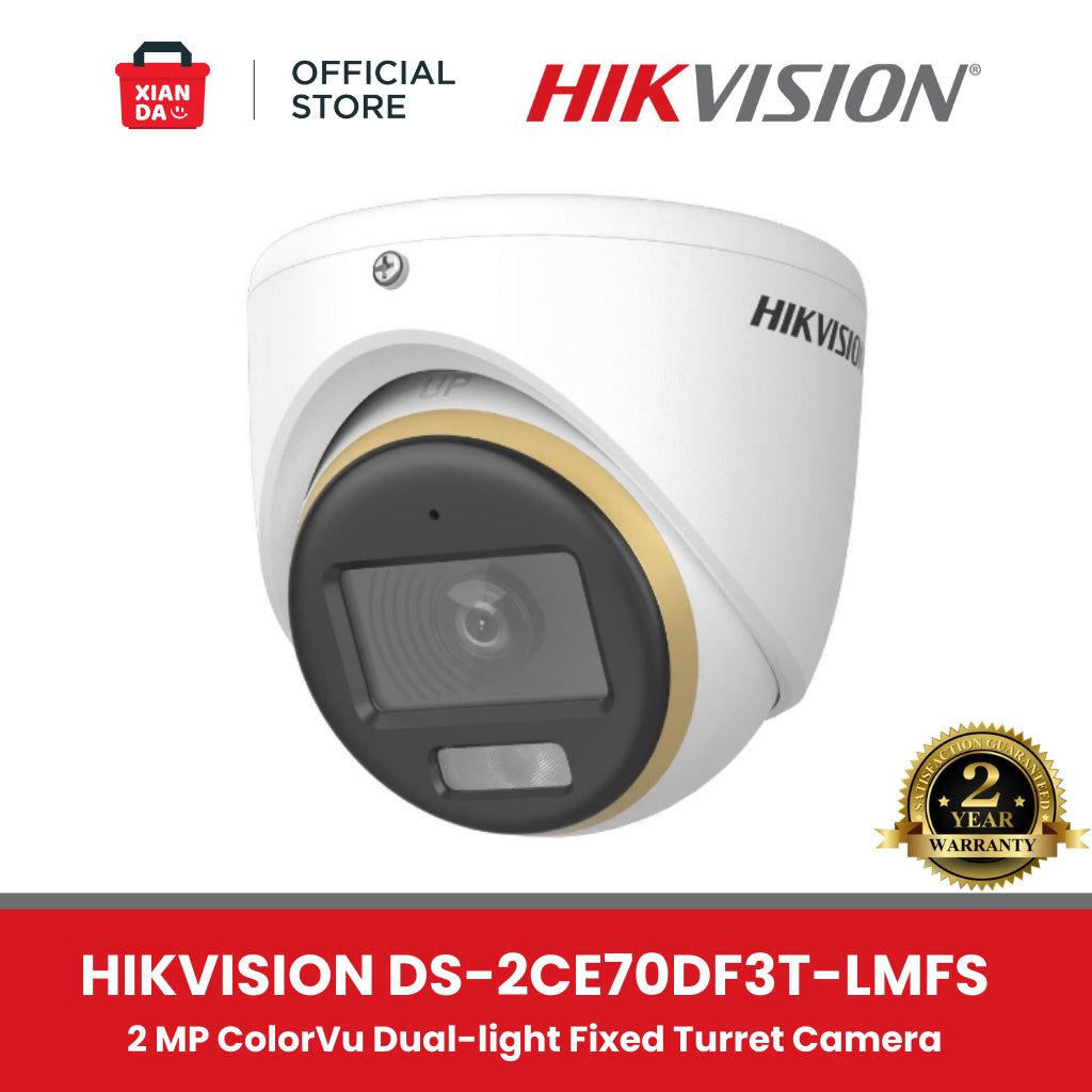 Hikvision 2MP Turbo HD analog security camera with 2.8mm lens, mounted for outdoor surveillance, branded Galaxy Security.