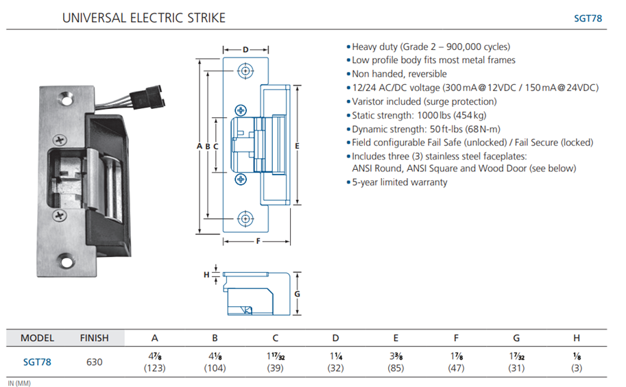 Electric Strike Protector3-3/4'' Rose8'' H X 3.5'' W X 0.1'' D1.04kg