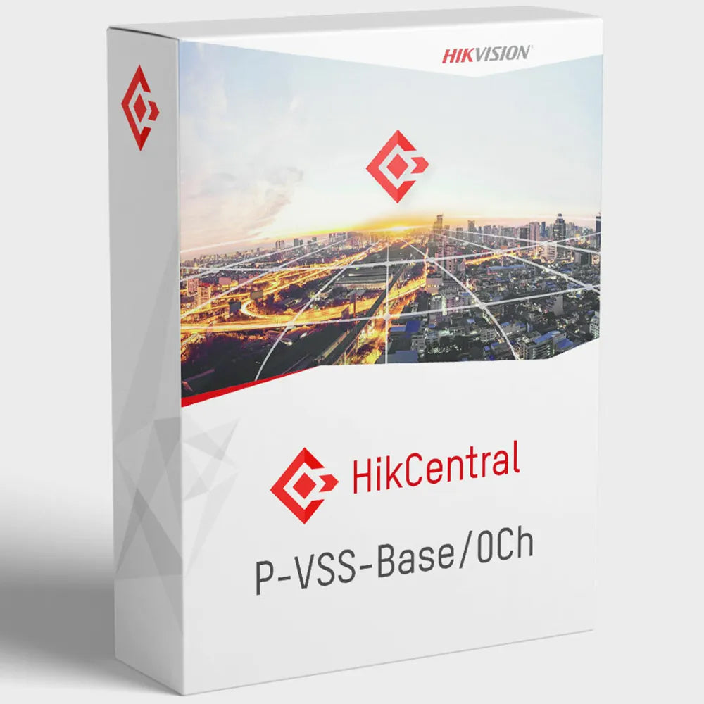 Hikvision security software license HIKCENTRAL-P-VSS-BASE/0CH by Galaxy Security, showing software interface on a computer screen.