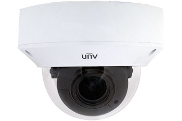 4MP WDR motorized vandal-resistant IR dome camera capturing clear security footage in outdoor environments.