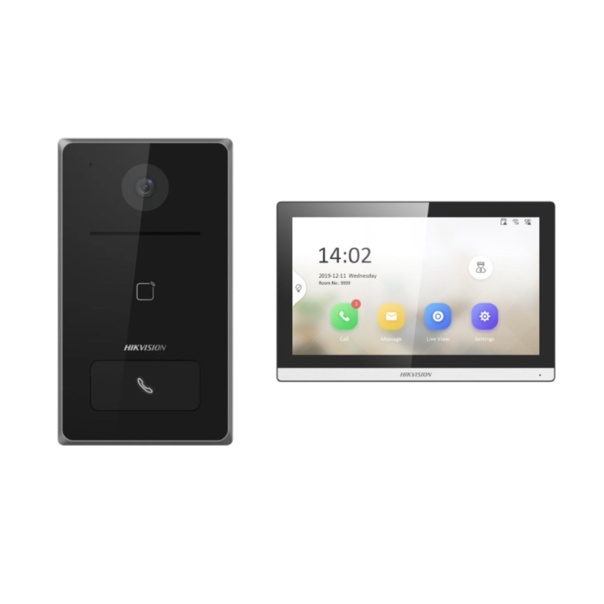Hikvision DS-KIS618 video intercom device with Wi-Fi and PoE, weatherproof IP65 design for secure home entry communication.