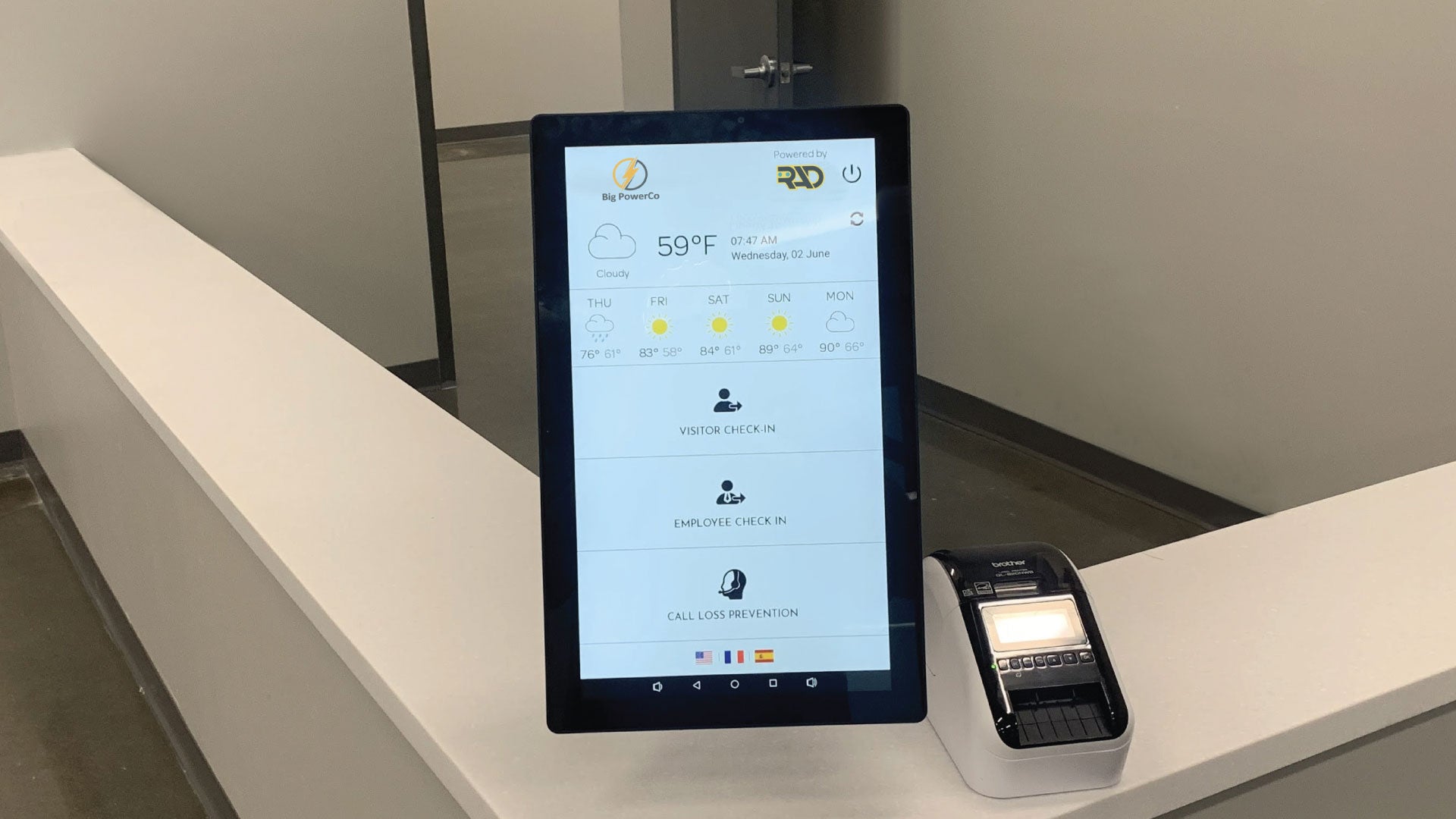 Galaxy Security RadGuard installed on TOM security system in a modern office setting