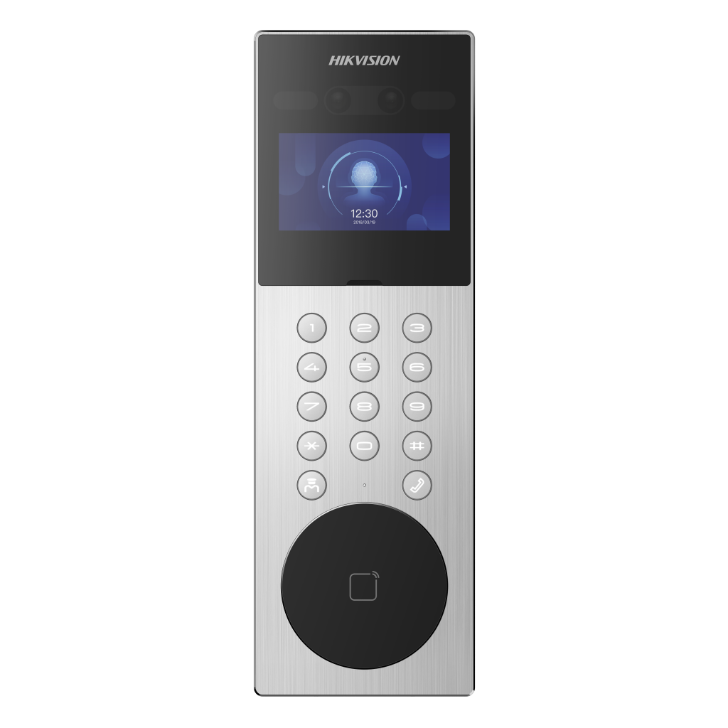 Hikvision DS-KD9203-ME6 video door station with camera, keypad, and speaker for secure home access by Galaxy Security